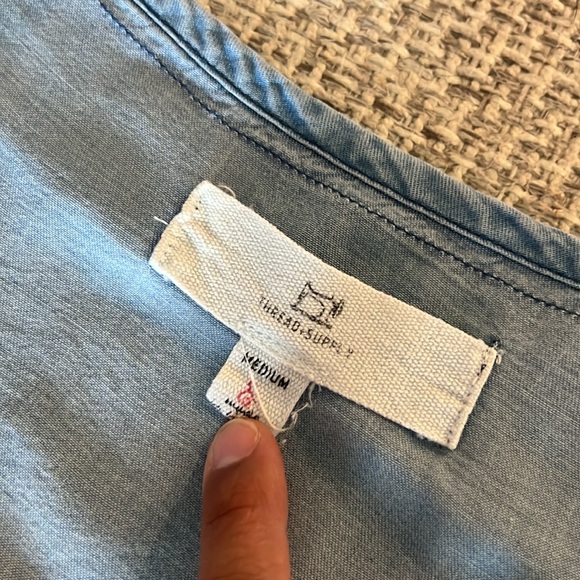 THREAD & SUPPLY Chambray Denim Bell Sleeve Top - Picture 4 of 9